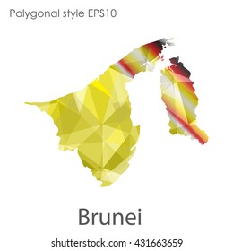 Brunei map in geometric polygonal style.Abstract gems triangle,modern design background.