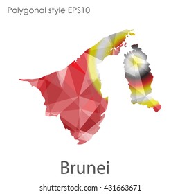 Brunei map in geometric polygonal style.Abstract gems triangle,modern design background.