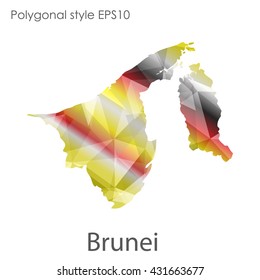 Brunei map in geometric polygonal style.Abstract gems triangle,modern design background.