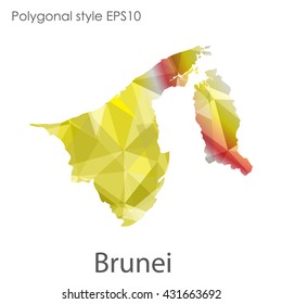 Brunei map in geometric polygonal style.Abstract gems triangle,modern design background.