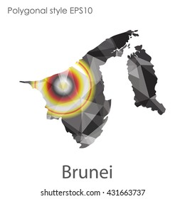 Brunei map in geometric polygonal style.Abstract gems triangle,modern design background.