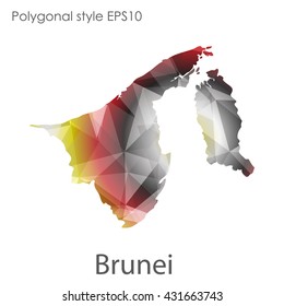 Brunei map in geometric polygonal style.Abstract gems triangle,modern design background.