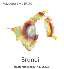 Brunei map in geometric polygonal style.Abstract gems triangle,modern design background.