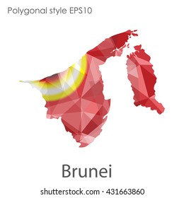 Brunei map in geometric polygonal style.Abstract gems triangle,modern design background.
