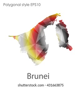 Brunei map in geometric polygonal style.Abstract gems triangle,modern design background.