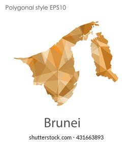 Brunei map in geometric polygonal style.Abstract gems triangle,modern design background.