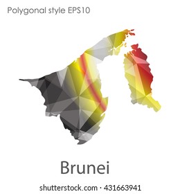 Brunei map in geometric polygonal style.Abstract gems triangle,modern design background.