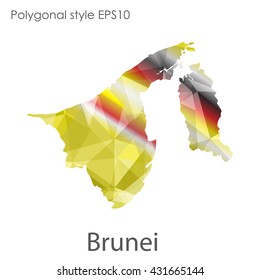 Brunei map in geometric polygonal style.Abstract gems triangle,modern design background.