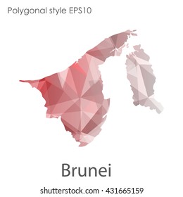 Brunei map in geometric polygonal style.Abstract gems triangle,modern design background.
