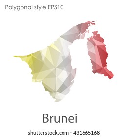 Brunei map in geometric polygonal style.Abstract gems triangle,modern design background.