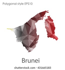 Brunei map in geometric polygonal style.Abstract gems triangle,modern design background.