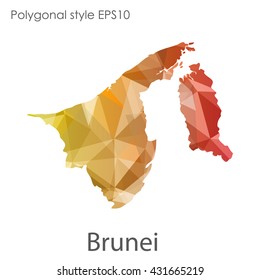 Brunei map in geometric polygonal style.Abstract gems triangle,modern design background.