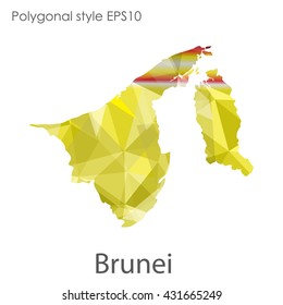 Brunei map in geometric polygonal style.Abstract gems triangle,modern design background.