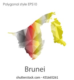 Brunei map in geometric polygonal style.Abstract gems triangle,modern design background.