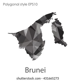 Brunei map in geometric polygonal style.Abstract gems triangle,modern design background.
