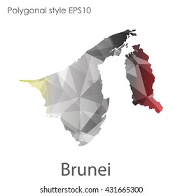 Brunei map in geometric polygonal style.Abstract gems triangle,modern design background.