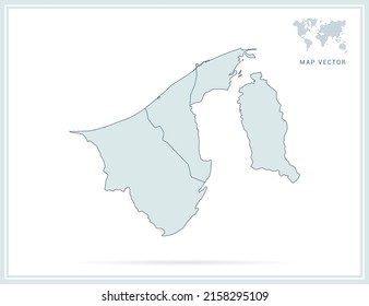 Brunei map green vector on white background.