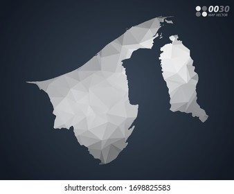 Brunei map grey polygon red triangle mosaic with dark background. style gradient vector.