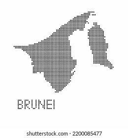 Brunei map with grunge texture in dot style. Abstract vector illustration of a country map with halftone effect for infographic. 