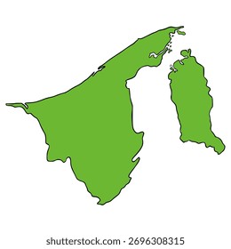 Brunei mapa ilustración dibujado a mano Vector aislado