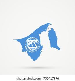 Brunei map in International Monetary Fund (IMF) flag colors, editable vector.
