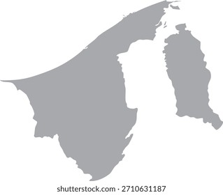 Mapa de Brunei Mapa de Vector gris silueta aislada editable