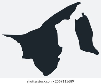 Brunei map. Just a simple border map. Shape of the country. Flat blank Brunei outline. Vector boundary illustration.