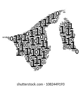 Brunei Map mosaic icon of one and zero digits in different sizes. Vector digital symbols are organized into Brunei Map mosaic design concept.