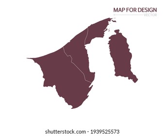 Brunei map on white background vector illustration.
