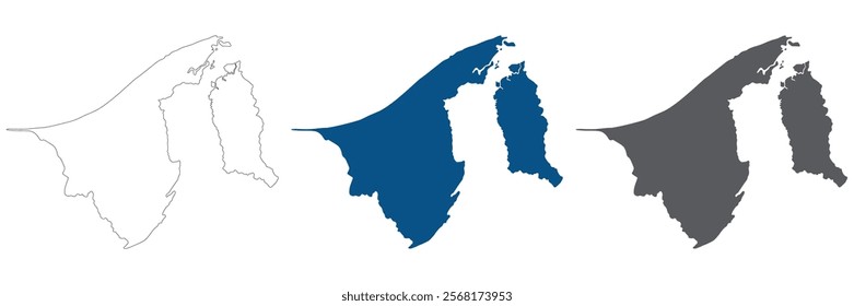 Brunei map. Map of Brunei in set color