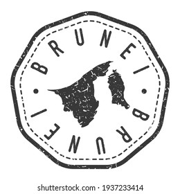 Brunei Map Stamp Retro Postmark. Silhouette Postal Passport. Seal Round Vector Icon. Badge Vintage Postage Design.