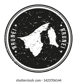 Brunei Map Symbol. Round Design Stamp Travel and Business Vector.