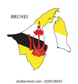 Brunei Karte, Vektorgrafik. Weltwirtschaft. Berühmtes Land. Südostasien. Borneo.
