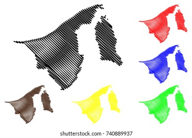 Brunei map vector illustration, scribble sketch Darussalam