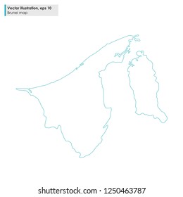 brunei map vector line illustration on white background