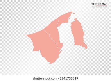 Mapa de Brunéi de color naranja vector sobre fondo transparente.