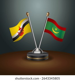 Brunei and Mauritania table flags relation with gradient backgrund