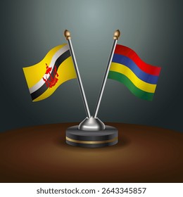 Brunei and Mauritius table flags relation with gradient backgrund