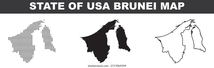 Brunei and Michigan state USA map comparison with dotted and outline styles geographic illustration