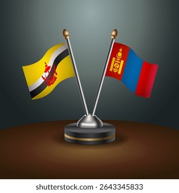 Brunei and Mongolia table flags relation with gradient backgrund