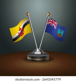 Brunei and Montserrat table flags relation with gradient backgrund