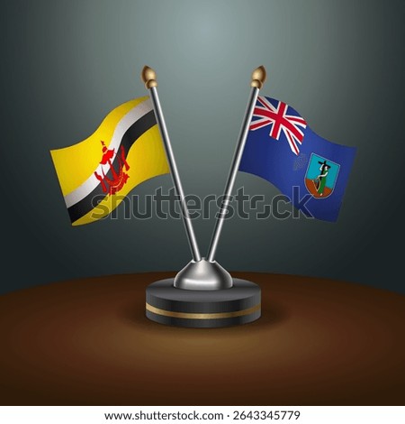 Brunei and Montserrat table flags relation with gradient backgrund