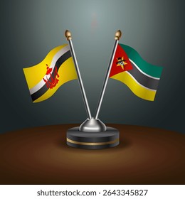 Brunei and Mozambique table flags relation with gradient backgrund