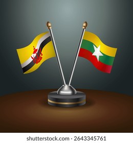 Brunei and Myanmar table flags relation with gradient backgrund