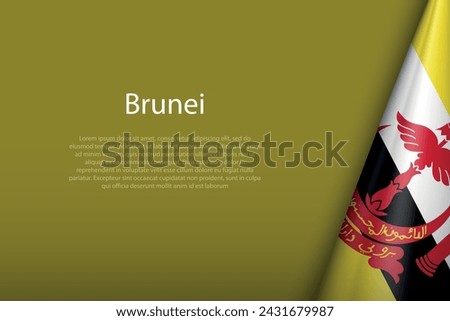 Brunei national flag isolated on dark background with copyspace