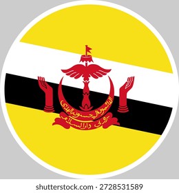 Ilustración vectorial nacional de la bandera de Brunei en forma de círculo, diseño de alta calidad
