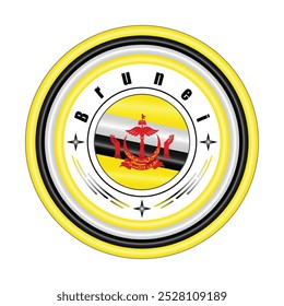 Arte vectorial de la insignia del Orgullo Nacional de Brunei. emblema circular con Colores de la bandera de Brunei verde rojo y blanco. Simbolizando la identidad nacional bruneana. EPS de Vector editable disponible