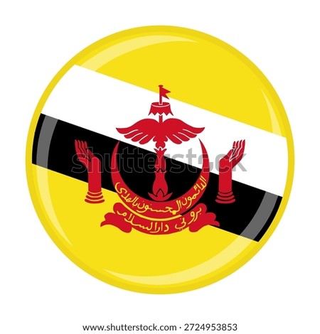 Brunei national round circle flag emblem official icon
