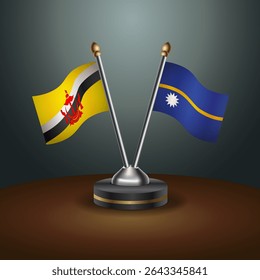 Brunei and Nauru table flags relation with gradient backgrund