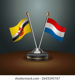 Brunei and Netherlands table flags relation with gradient backgrund